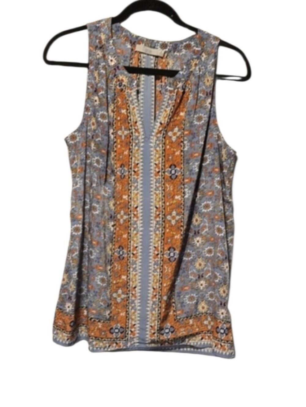Dalia Blue Floral Sleeveless Camisole with Orange Center Panel